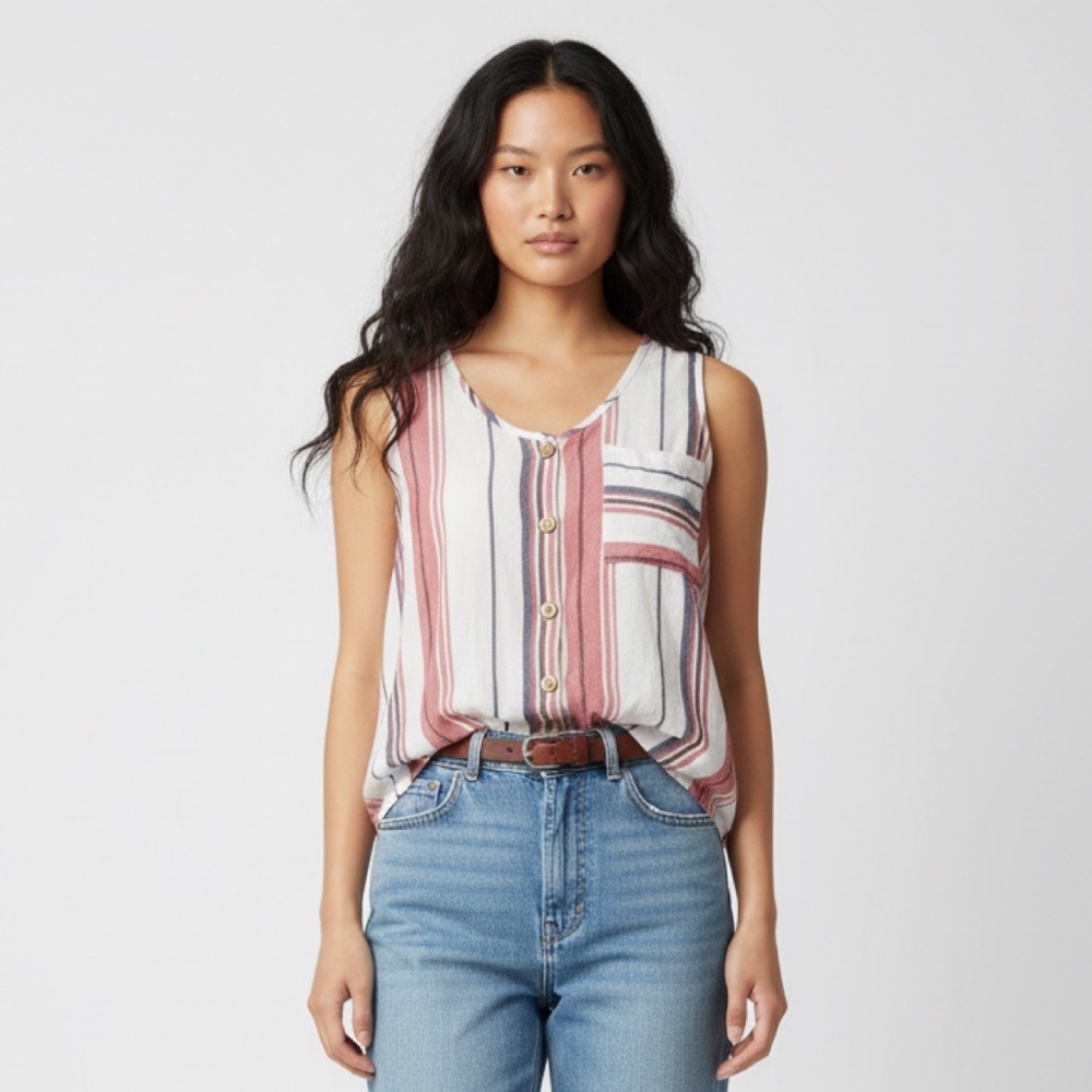 Pink Republic Pink and Cream Crop Tank Top